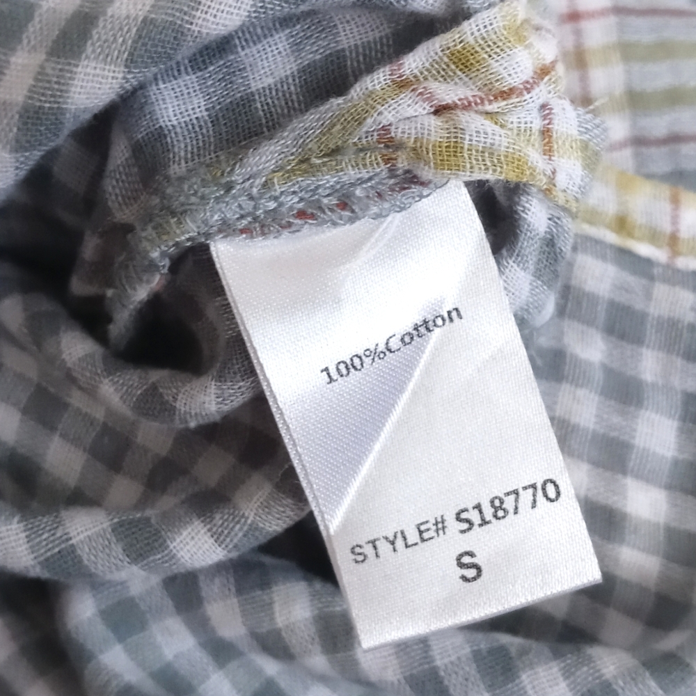 Mustard Seed Women's Blue White Plaid 3/4 Puff Sleeve High Low Blouse S - Picture 5 of 8